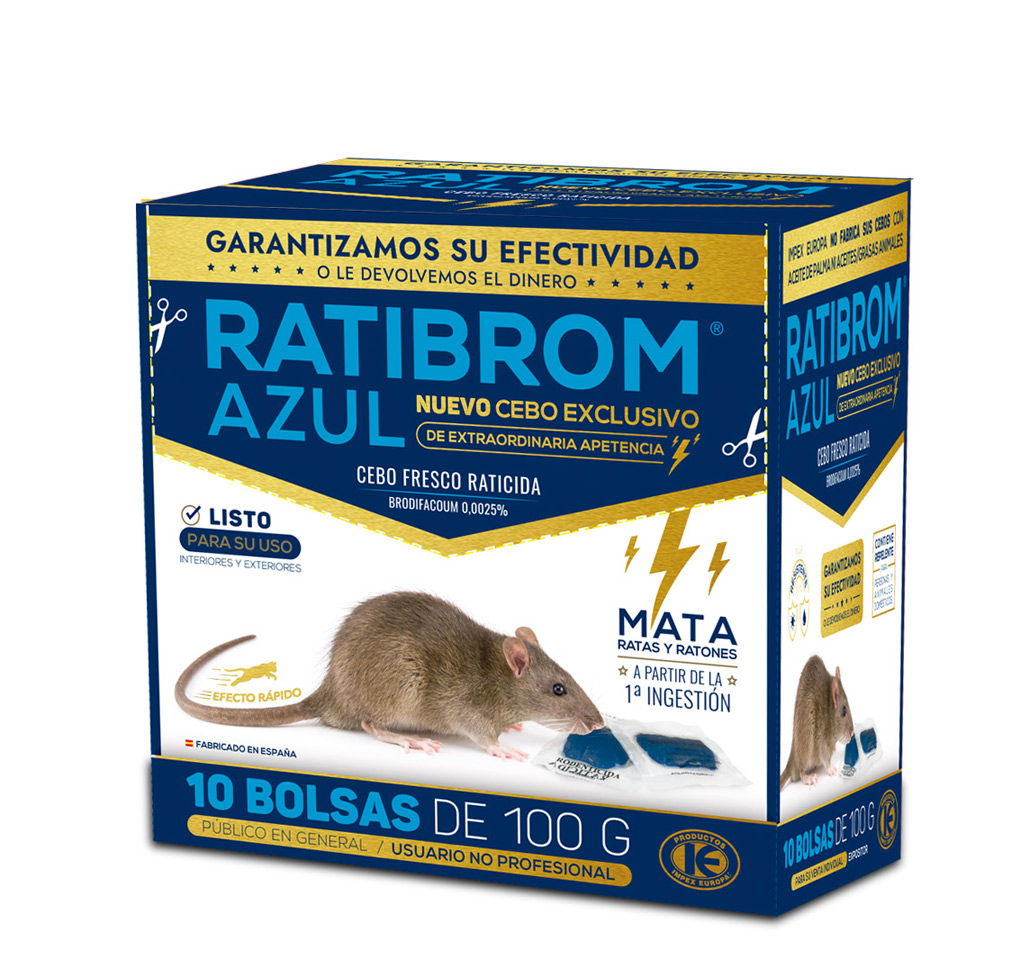 Raticida Ratibrom azul cebo fresco bolsa 100 g - Imagen 3