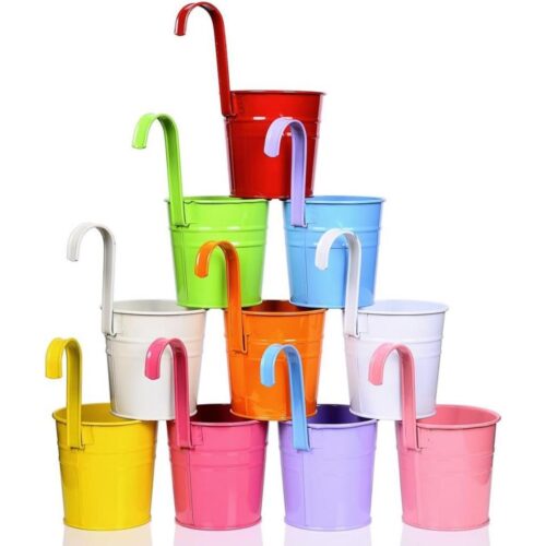 Maceta colgante metal colores