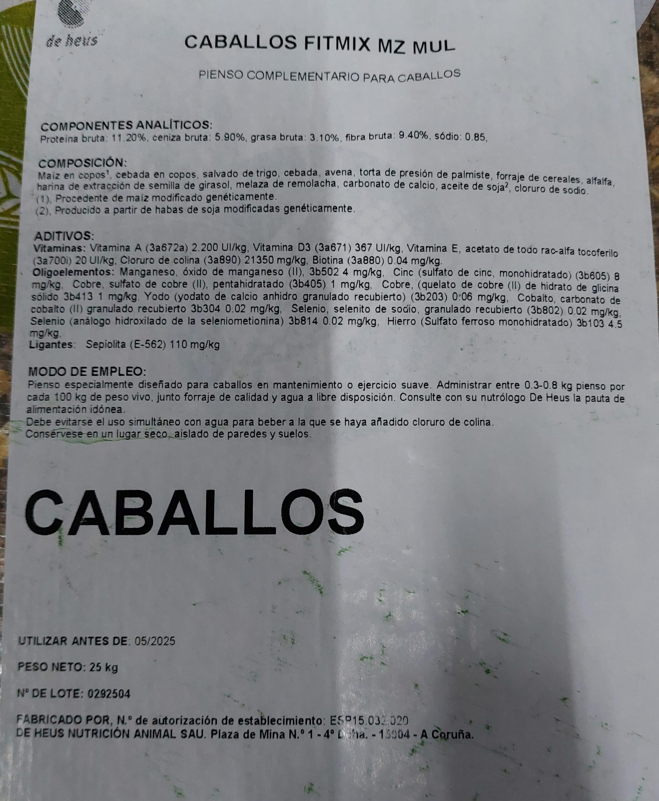 Pienso Caballos grano 40 kg